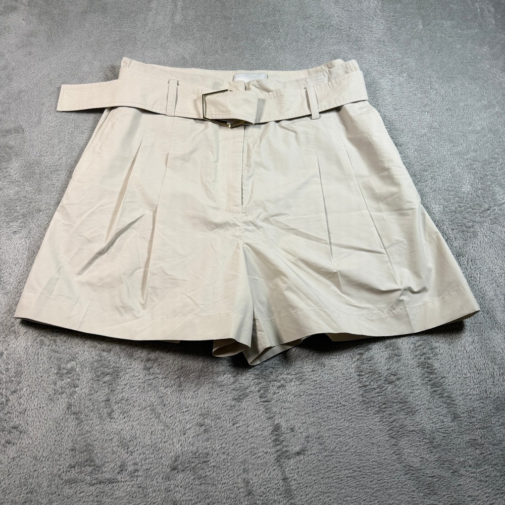 3.1 Phillip Lim Belted Shorts Women 12 Beige Pleated Cotton Blend Summer